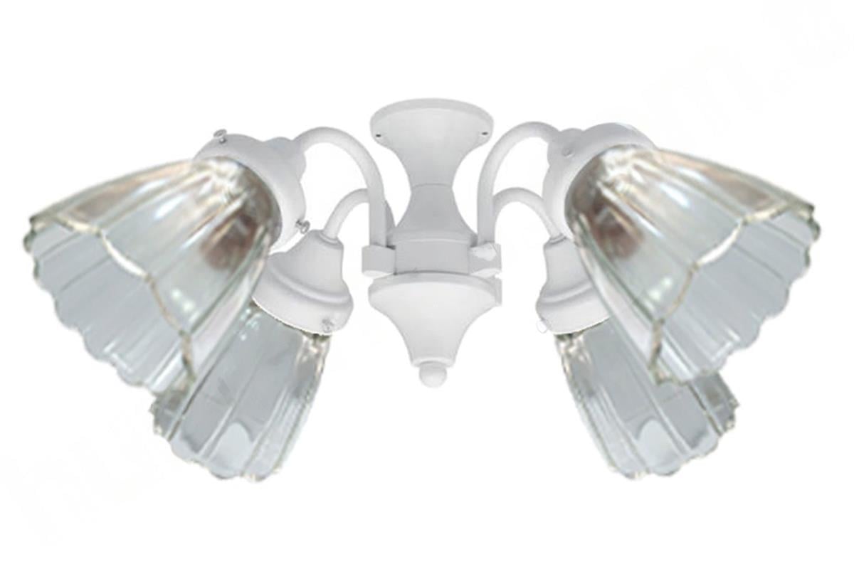 Dalgalı Şeffaf Camlı 4 lü Beyaz  - 4 Adet 40 Watt E- 14 Duylu AydınlatmaHunterFan