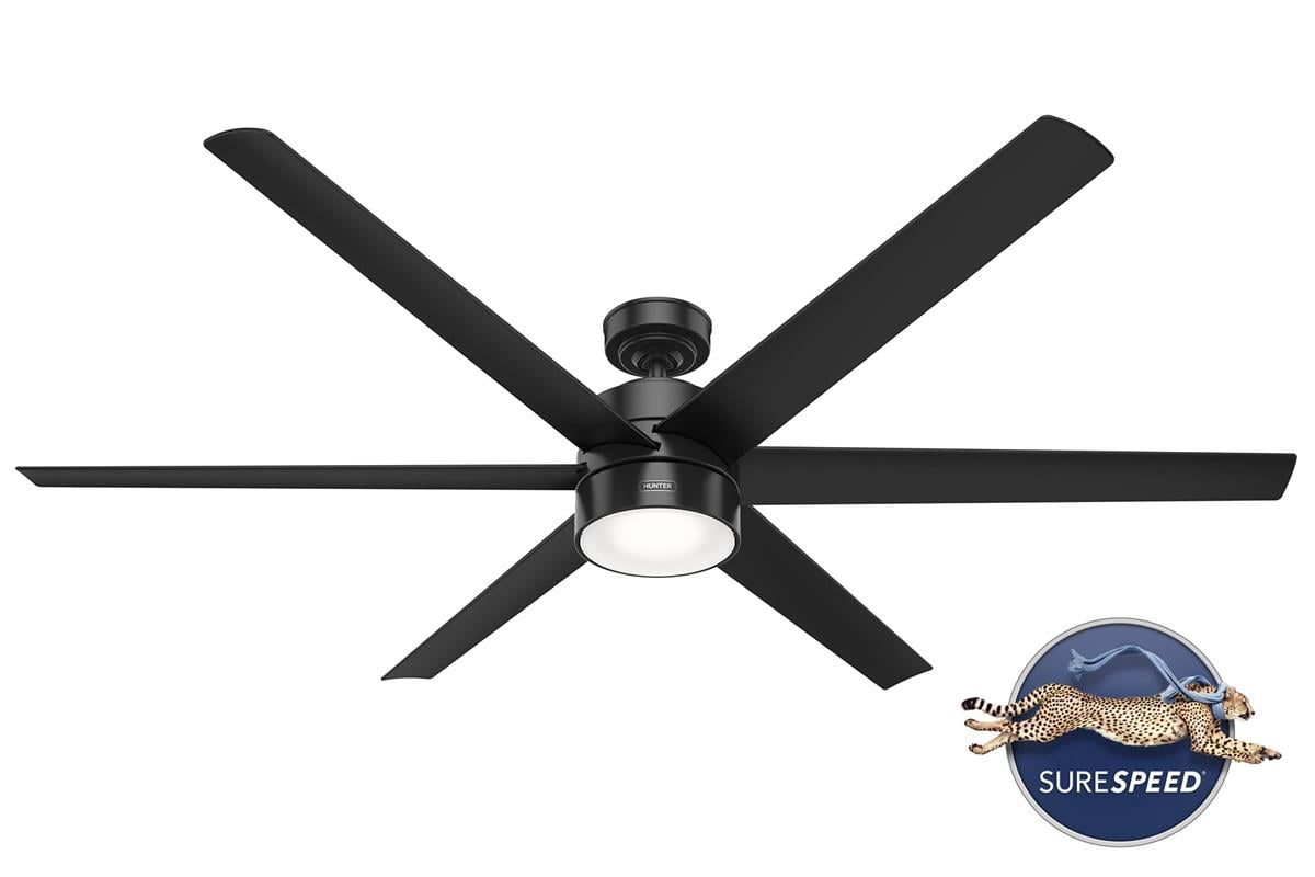 Solaria DC Motor 182 Cm. Mat Siyah - Aydınlatmalı Dış Mekan-Nemli Mekan Tavan VantilatörüHunterFan