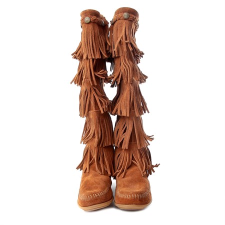 Minnetonka S YAH Kad n Cizme 3559 MINNETONKA FRINGE CLASSIC PUG BOOT