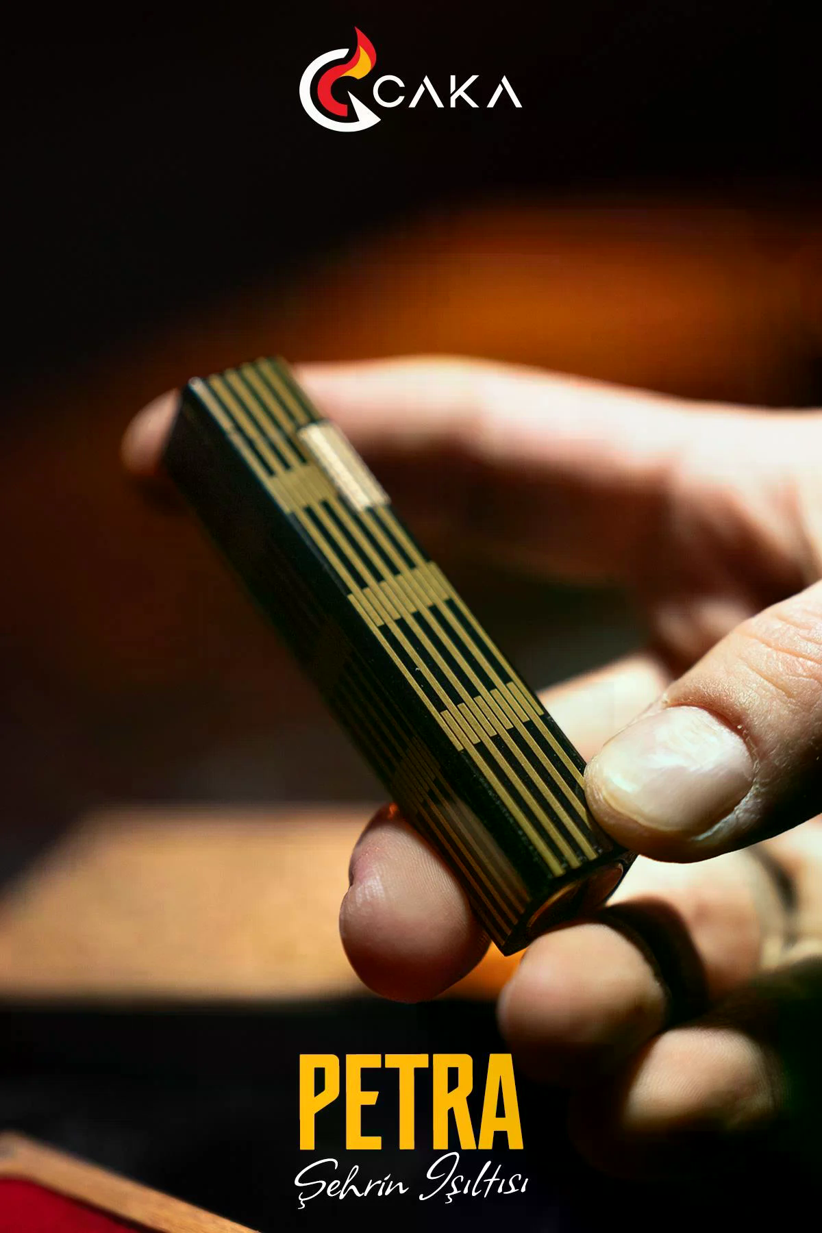 Caka Lighter Petra Black Gold Benzinli Çakmak