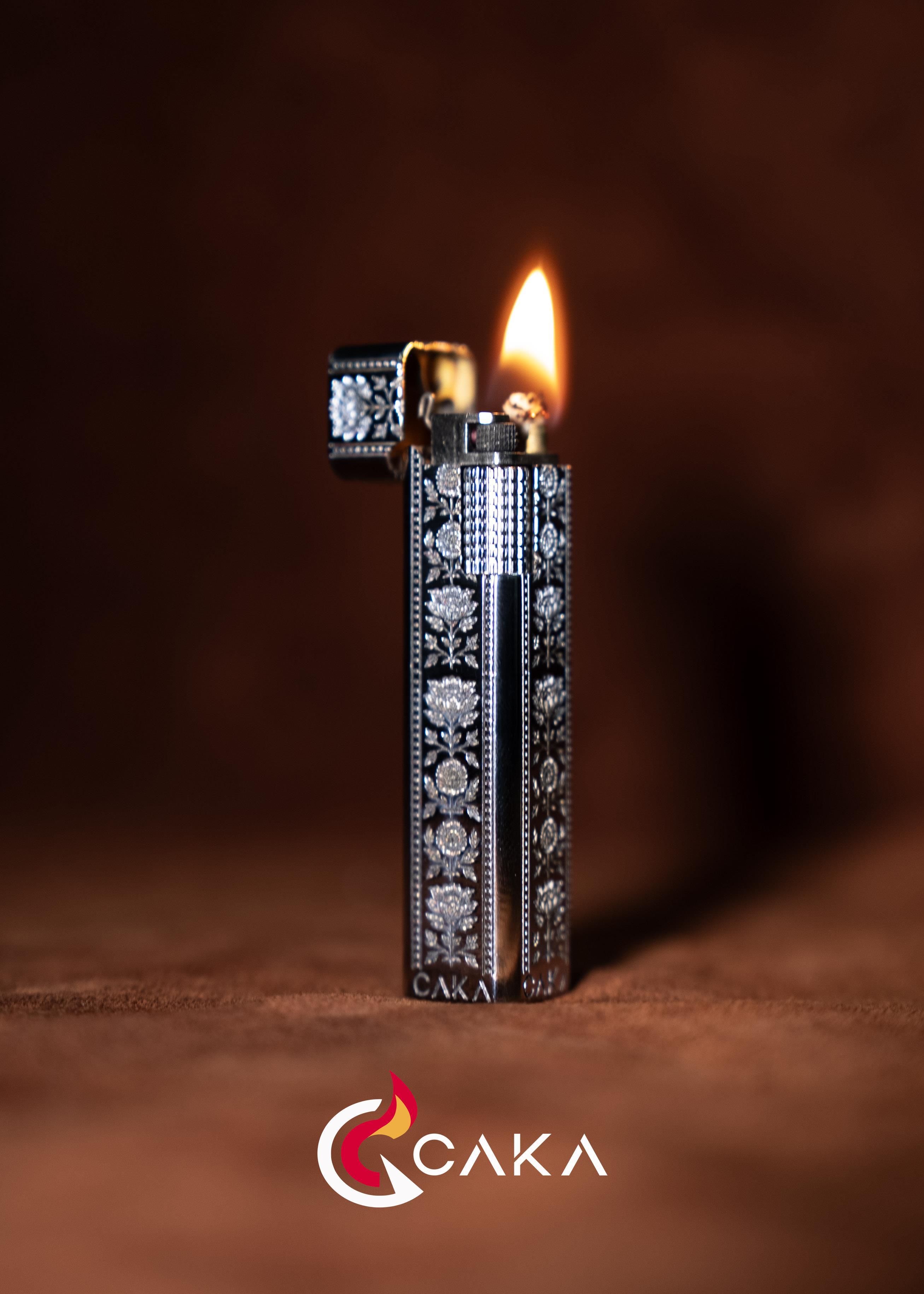 Caka Lighter Petra Flora Silver Benzinli Çakmak
