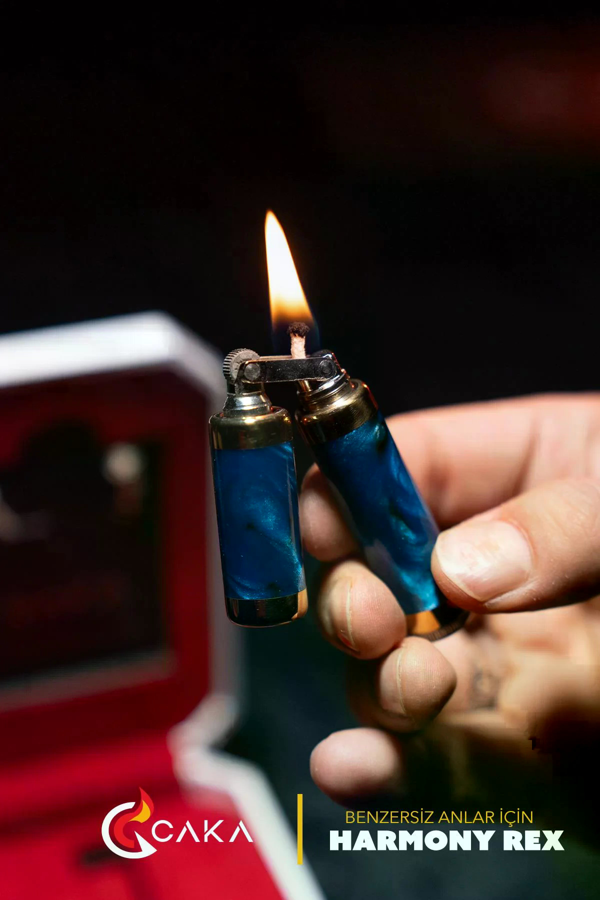 Caka Lighter Rex Harmony Simli Mavi Benzinli Çakmak