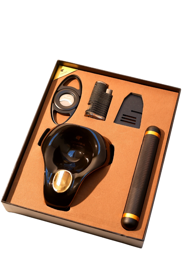 Cohiba Çakmak Kesici Küllük Sehpa Tüp Beşli Siyah Puro Seti