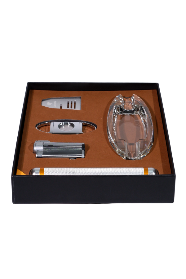 Cohiba Çakmak Kesici Küllük Sehpa Tüp Gümüş Beşli Puro Seti