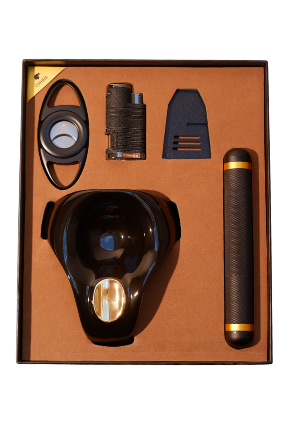 Cohiba Çakmak Kesici Küllük Sehpa Tüp Beşli Siyah Puro Seti