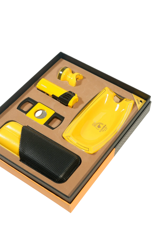 Cohiba Dört Torch Çakmak Küllük Sehpa Kesici Kılıf Sarı Beşli Puro Seti