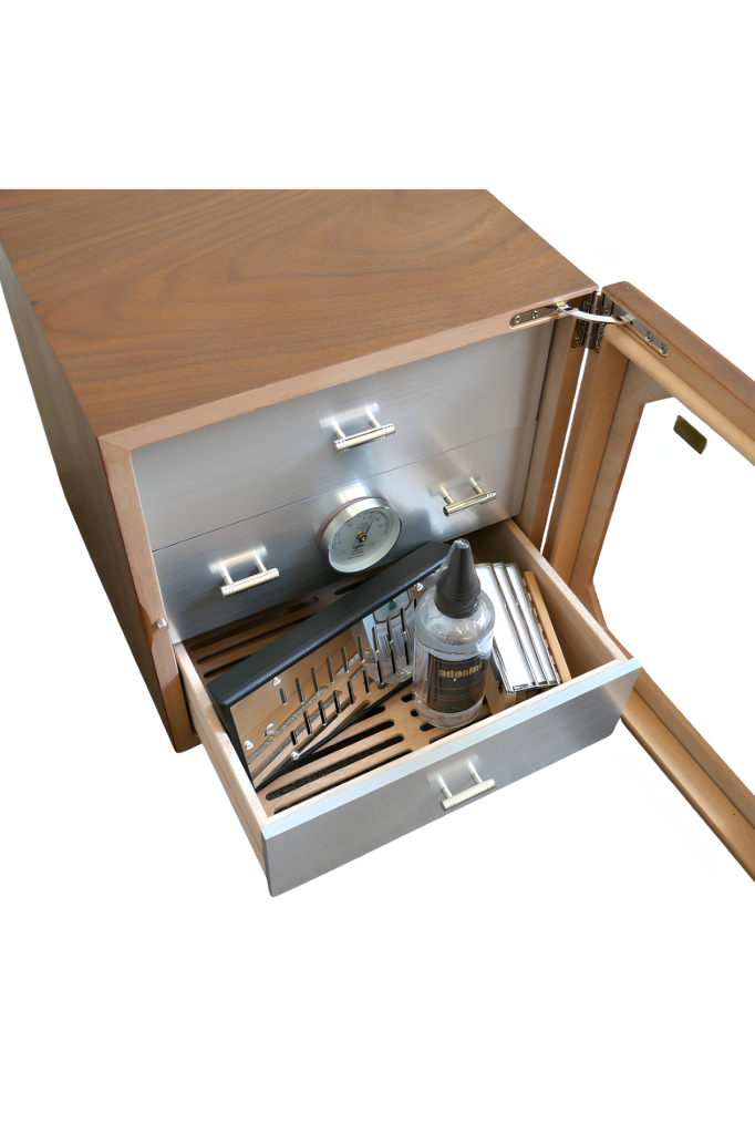 Adorini Chianti Deluxe Walnut & Aluminium Sedir Humidor Puro Kutusu