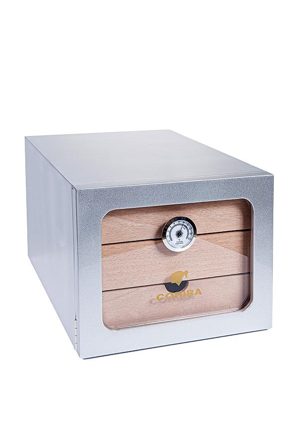 Cohiba Çekmeceli Sedir Humidor Puro Kutusu Gümüş