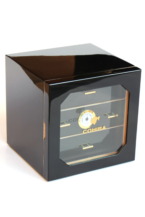 Cohiba 3 Çekmeceli Sedir Humidor Puro Kutusu Siyah