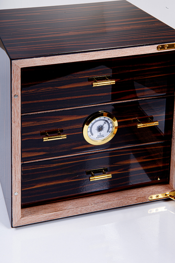 Cohiba 3 Çekmeceli Sedir Humidor Puro Kutusu Siyah-Ahşap