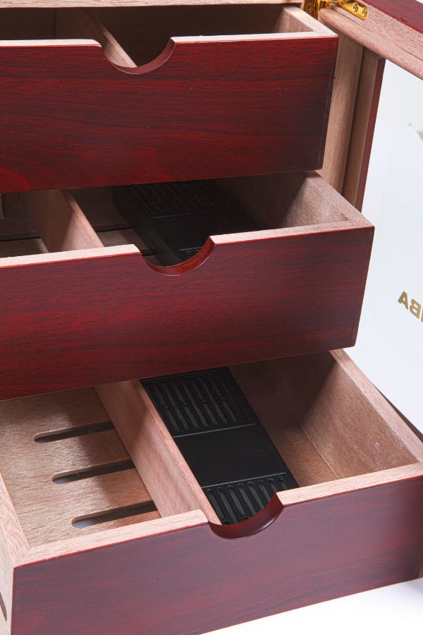 Cohiba 3 Çekmeceli Sedir Humidor Puro Kutusu Kiraz