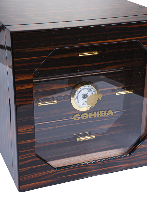 Cohiba 3 Çekmeceli Sedir Humidor Puro Kutusu Siyah-Ahşap