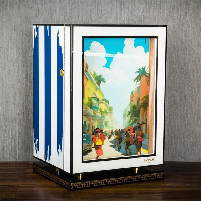 Lubinski Special Edt. Cuban Flag 3 Çekmeceli Humidor Puro Kutusu Dolap 120s