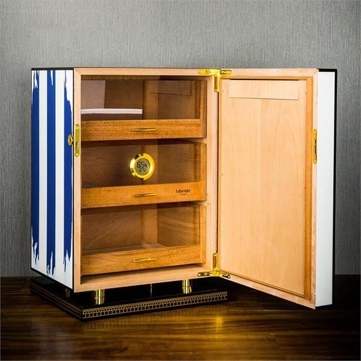 Lubinski Special Edt. Cuban Flag 3 Çekmeceli Humidor Puro Kutusu Dolap 120s