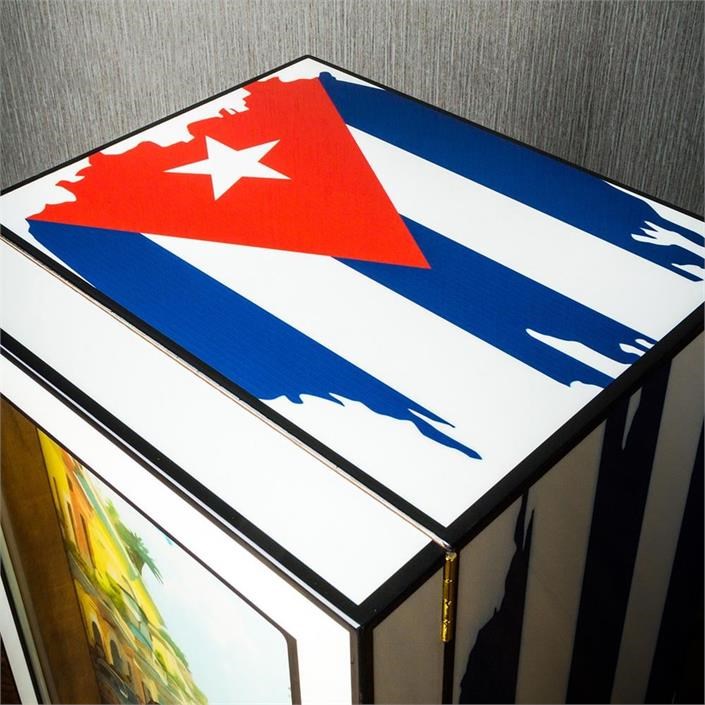 Lubinski Special Edt. Cuban Flag 3 Çekmeceli Humidor Puro Kutusu Dolap 120s