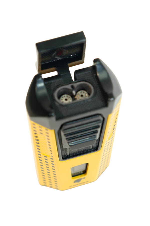 Cohiba Çift Torch Pürmüz Delicili Sarı Siyah Nokta Desenli Metal Puro Çakmağı
