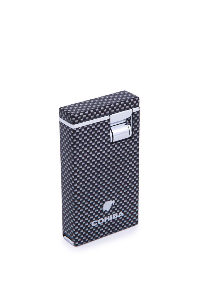 Cohiba Çift Torch Pürmüz Karbon Desenli Metal Puro Çakmağı