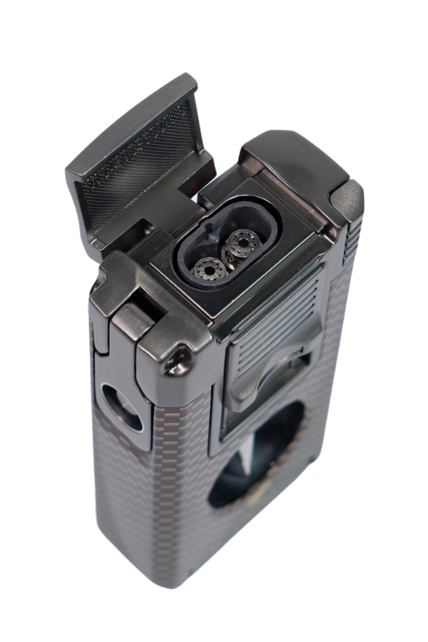 Cohiba Çift Torch Pürmüz Siyah Karbon Desenli Puro Çakmağı