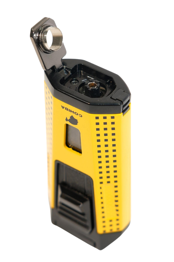 Cohiba Çift Torch Pürmüz Delicili Sarı Siyah Nokta Desenli Metal Puro Çakmağı