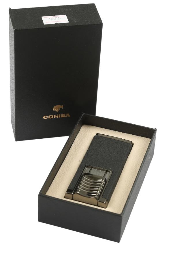 Cohiba Çift Torch Mat Siyah-Gunmetal Metal Puro Çakmağı
