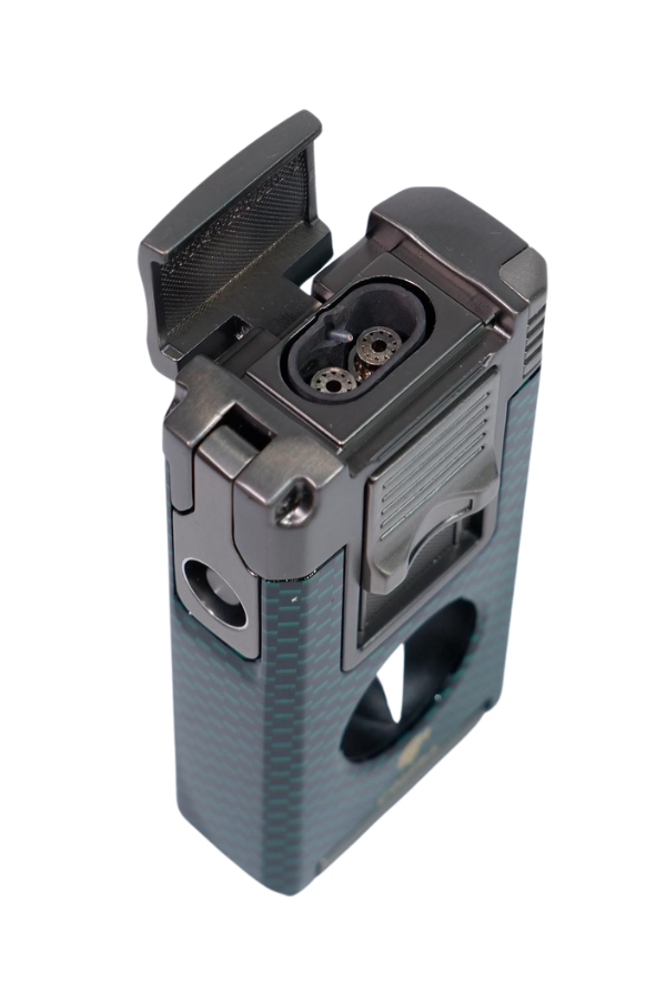 Cohiba Çift Torch Pürmüz Yeşil Karbon Desenli Puro Çakmağı