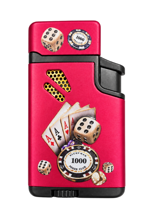 Hunter Çift Torch Pürmüz Ace & Chip Design Siyah Metal Puro Çakmağı