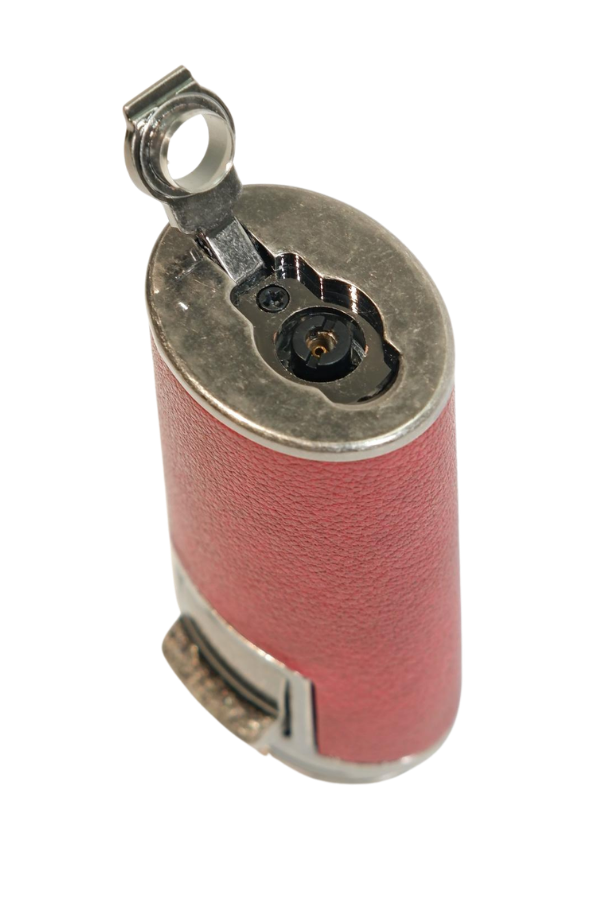 Parmida Çift Torch Pürmüz Delicili Gövdesi Deri Kırmızı Gunmetal Puro Çakmağı