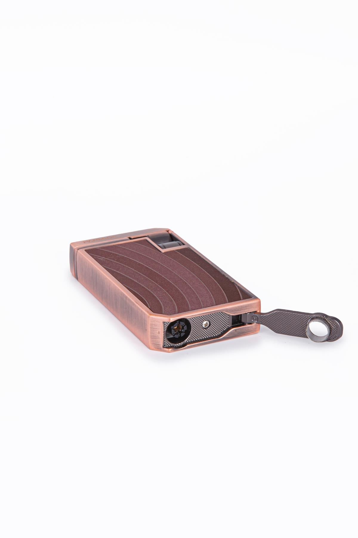 Parmida Çift Torch Pürmüz Bronz-Ahşap Desenli Metal Puro Çakmağı