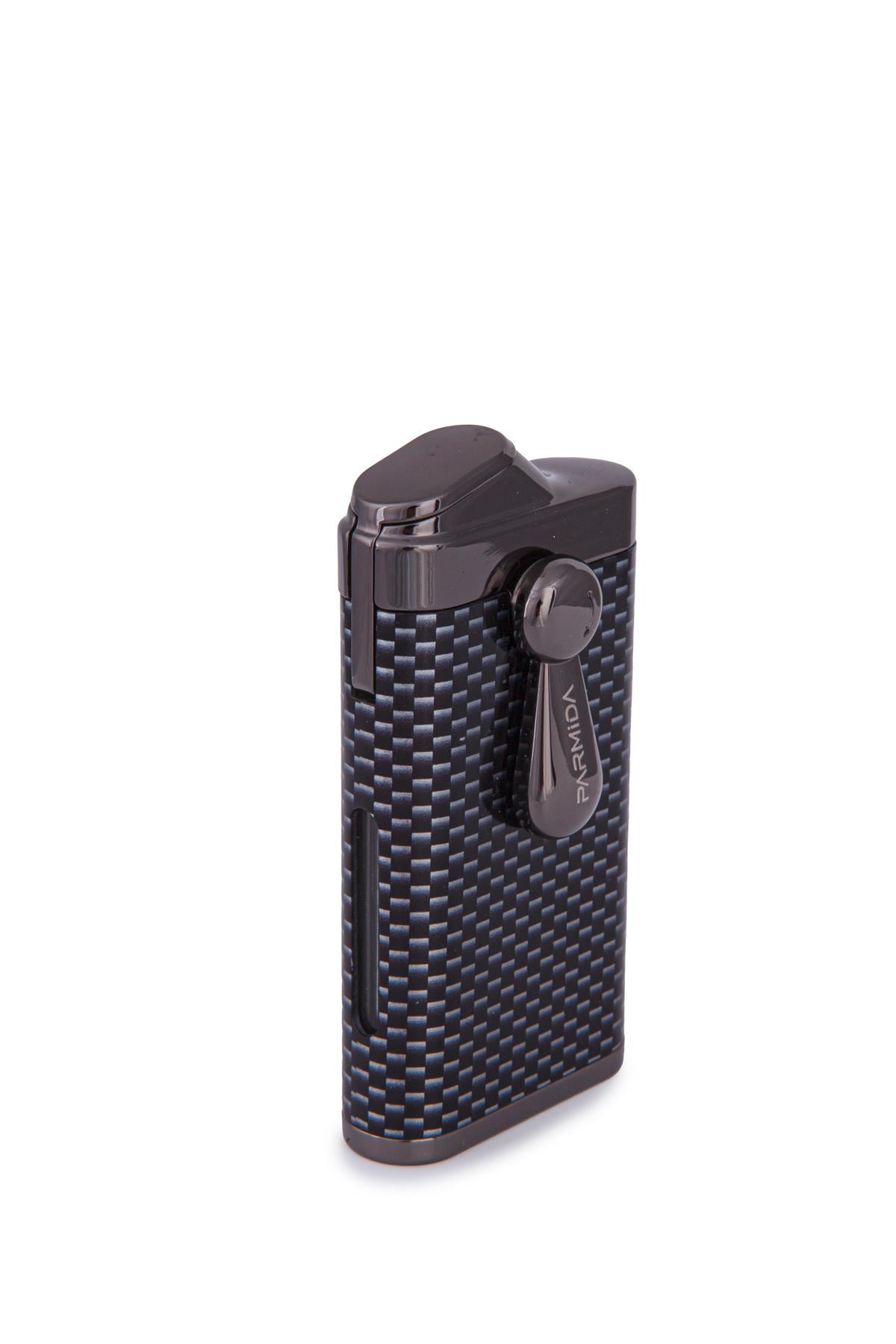Parmida Çift Torch Pürmüz Karbon Desenli Gunmetal Metal Puro Çakmağı