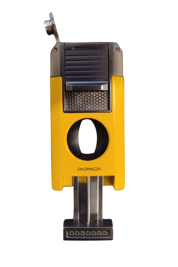 Parmida Çift Torch Pürmüz Dahili V Kesicili Sarı - Gunmetal Metal Puro Çakmağı