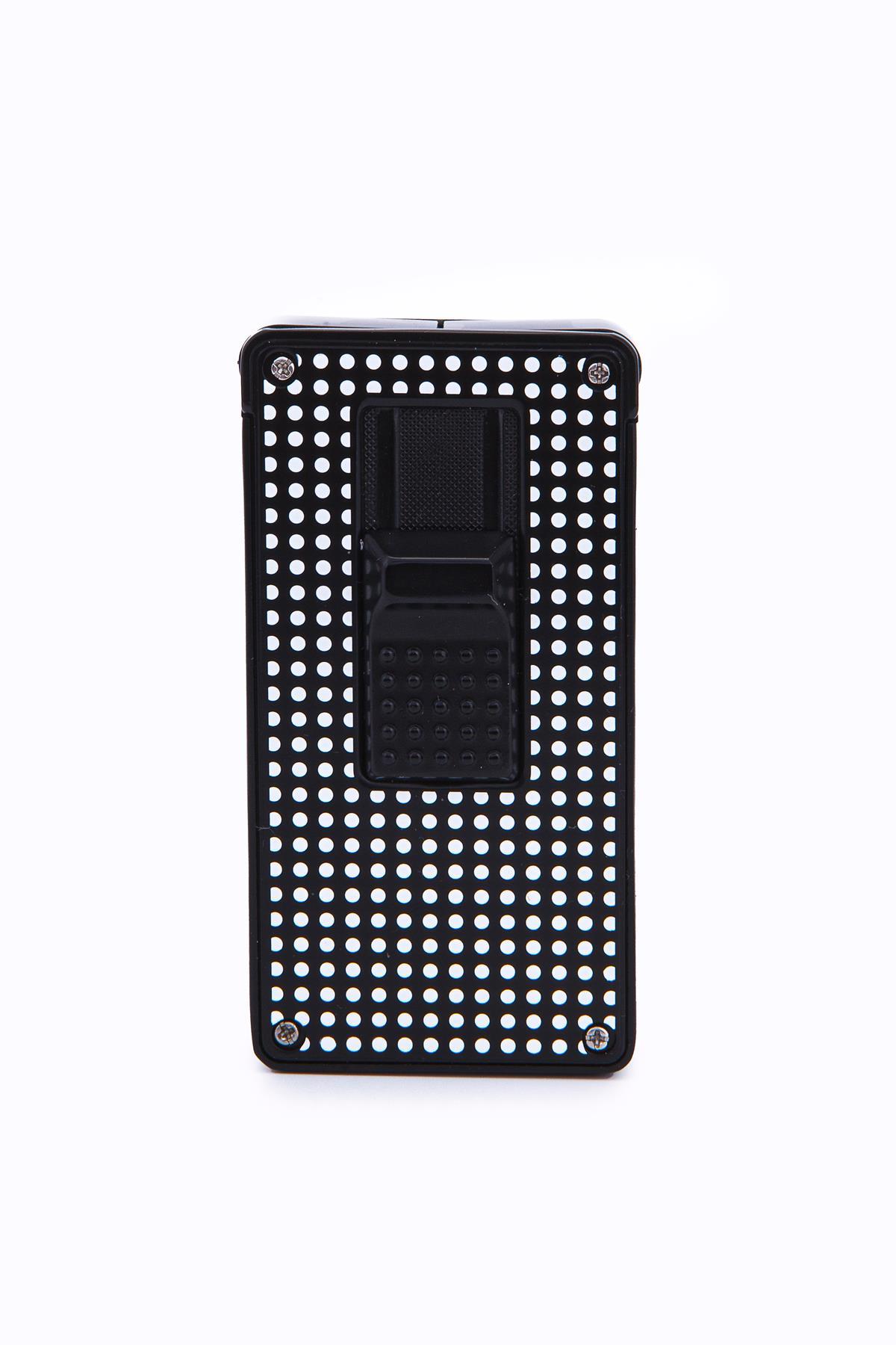 Parmida Çift Torch Pürmüz Siyah-Beyaz Desenli Metal Puro Çakmağı