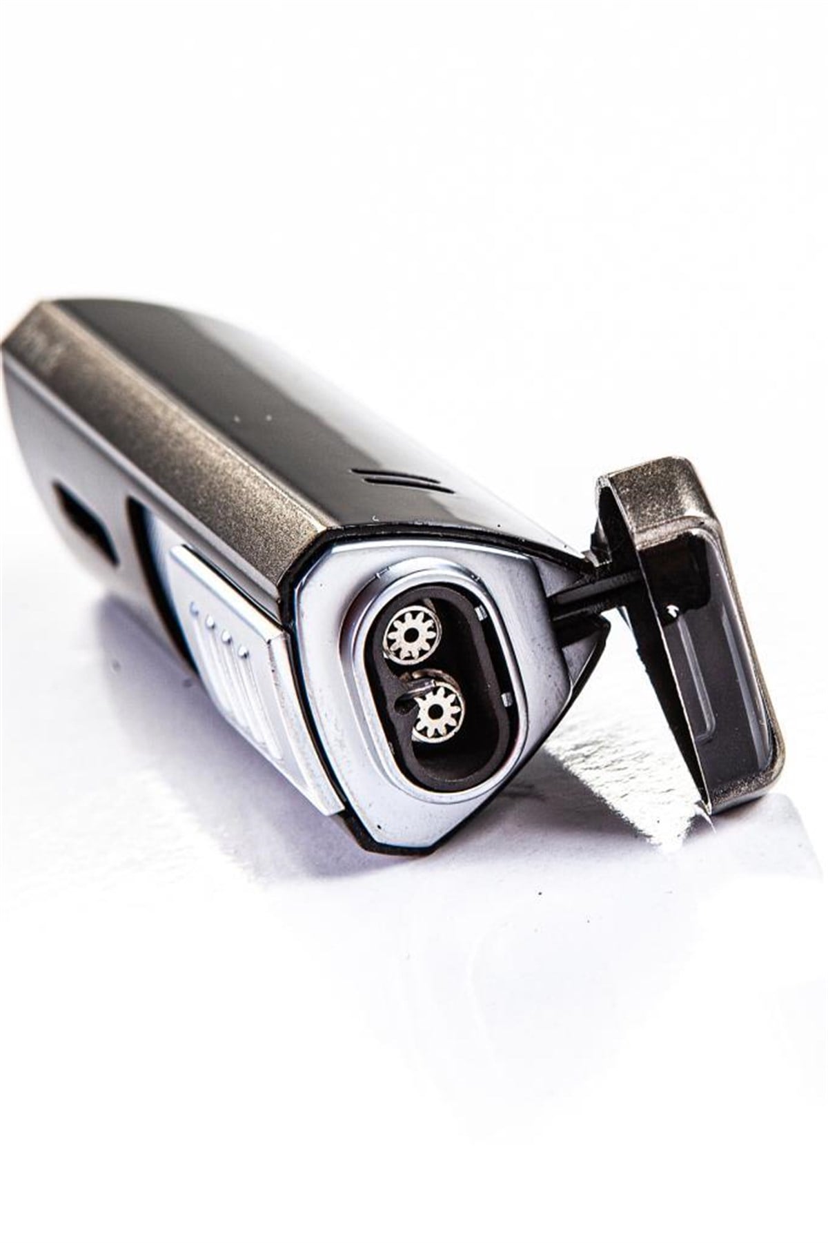 Parmida İki Torch Pürmüz Siyah-Gunmetal Puro Çakmağı