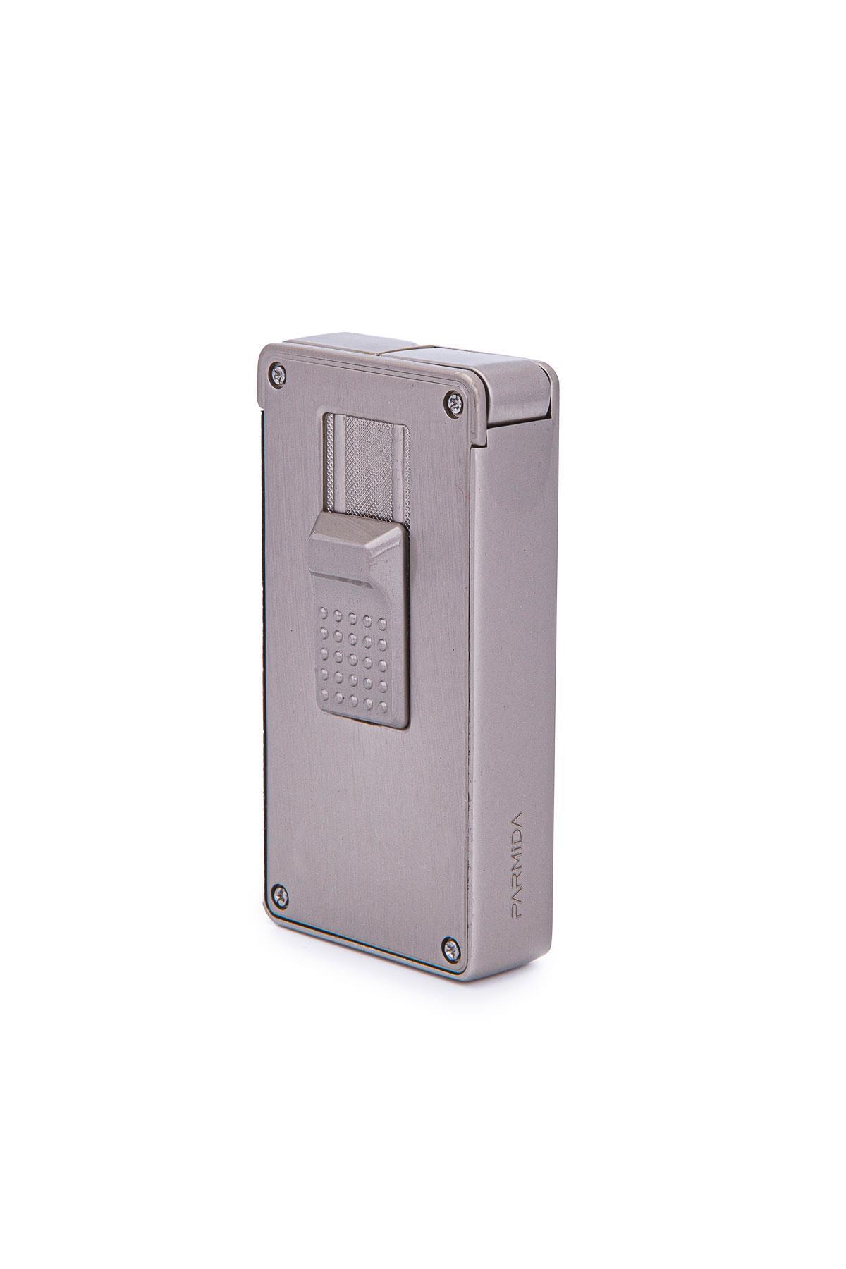 Parmida Çift Torch Pürmüz Fırçalı Gümüş Metal Puro Çakmağı