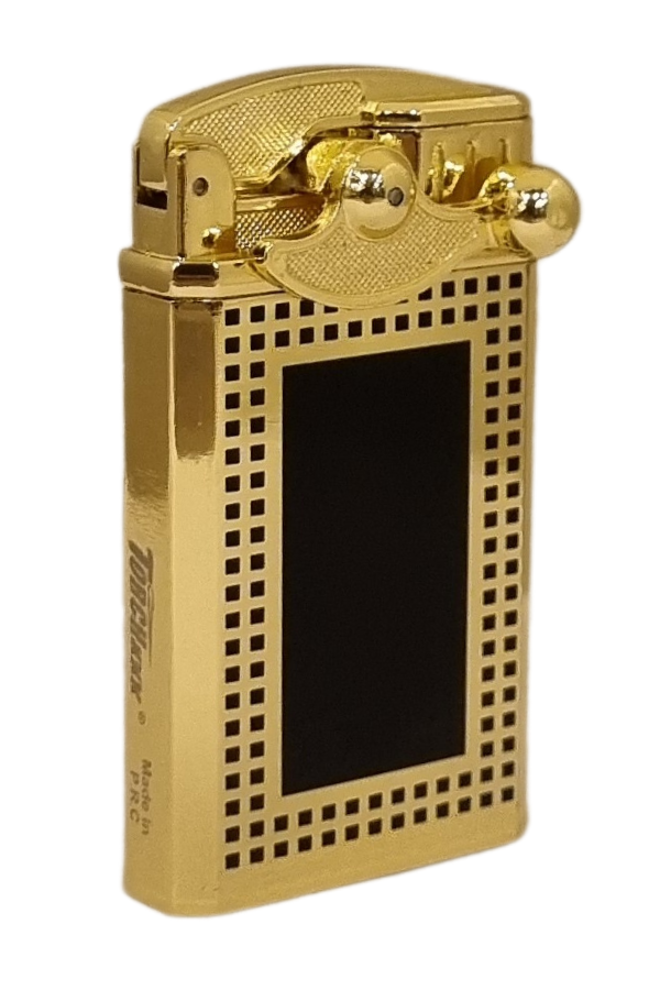 PremiumQuality Gold Desenli Çift Torch Pürmüz Metal Puro Çakmağı