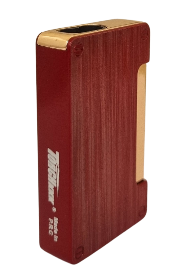PremiumQuality Fırçalı Kırmızı-Gold Çift Torch Pürmüz Metal Puro Çakmağı