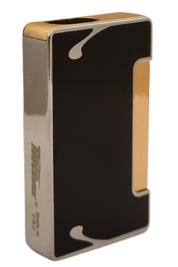 PremiumQuality Gümüş -Siyah Desenli Çift Torch Metal Puro Çakmağı