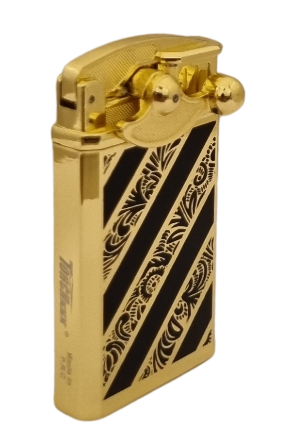 PremiumQuality Gold Desenli Çift Torch Pürmüz Metal Puro Çakmağı