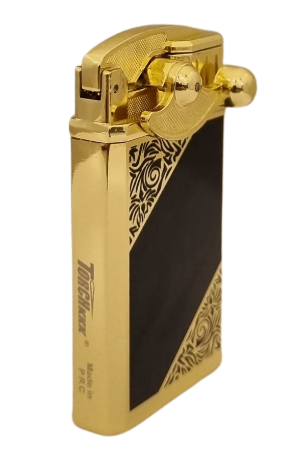 PremiumQuality Gold Desenli Çift Torch Pürmüz Metal Puro Çakmağı