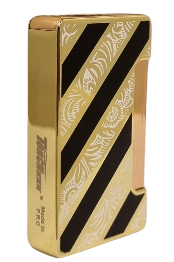PremiumQuality Gold - Siyah Çift Torch Pürmüz Metal Puro Çakmağı