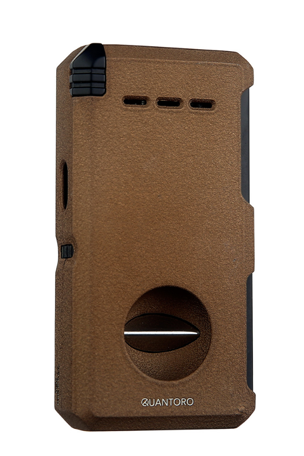 TRZ1092,Quantoro Çift Torch Pürmüz V-Cut/Delicili/İğneli Haki Metal Puro Çakmağı