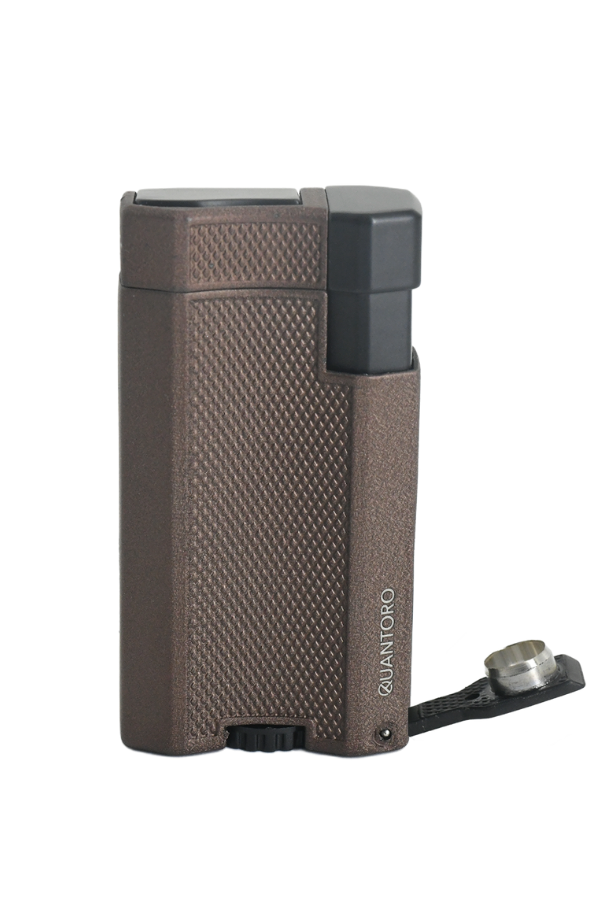 Quantoro Çift Torch Pürmüz Kahverengi Metal Puro Çakmağı