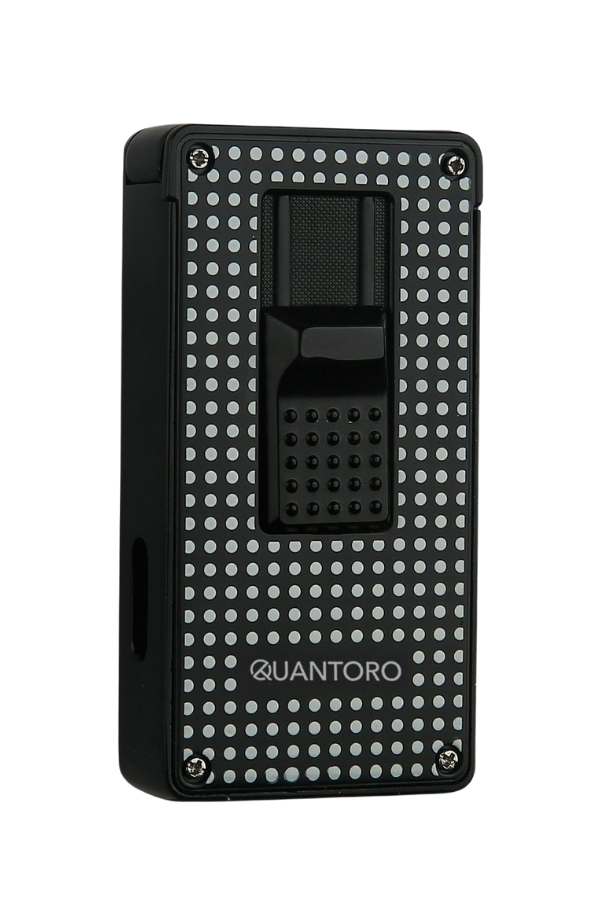 TRZ1033,Quantoro 2 Torch Pürmüz Siyah-Beyaz Metal Puro Çakmağı