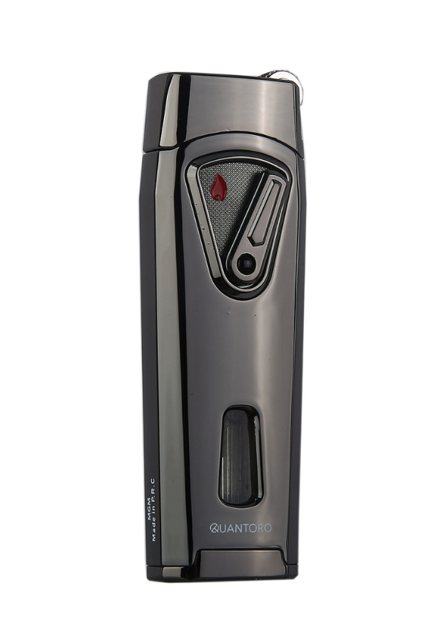 TRZ1053,Quantoro Çift Torch Pürmüz Gunmetal Metal Puro Çakmağı