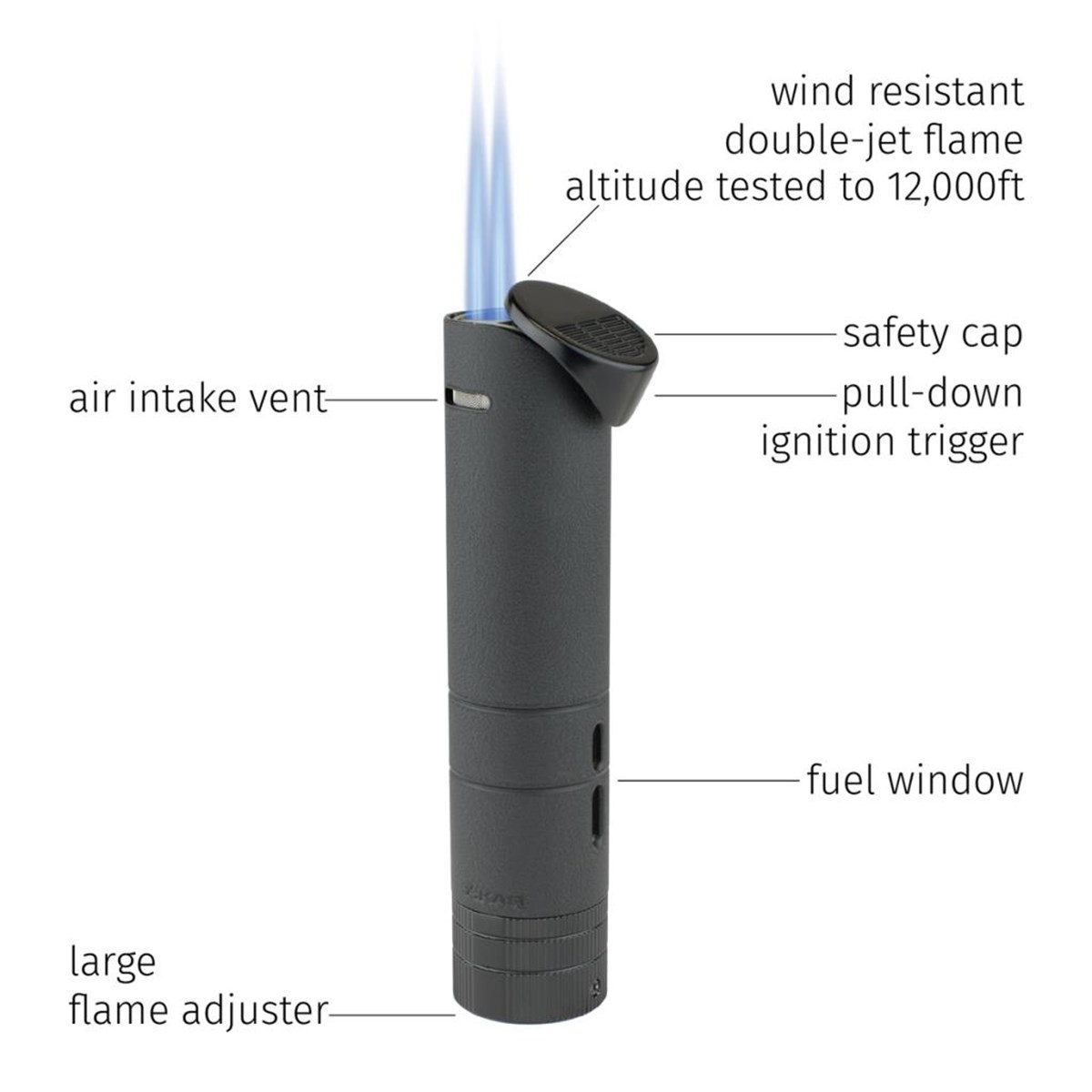 Xikar Turrim 2 Torch Pürmüz Siyah Puro Çakmağı