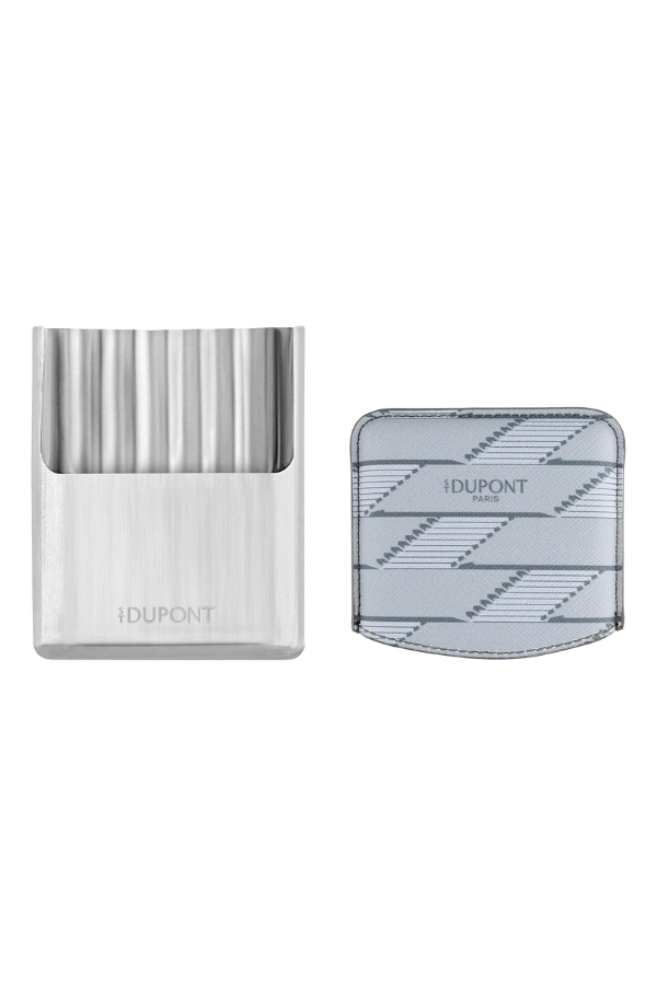 S.T. Dupont Coated Canvas Monogram Parlak Gri Deri Cigarillo Kılıfı 183180