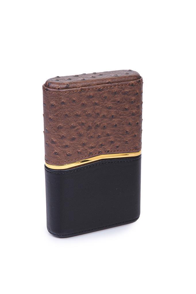 Cohiba Kahverengi-Siyah İçi Sedir Dörtlü Deri Puro Kılıfı