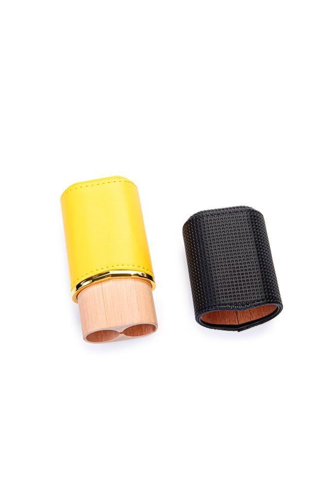 Cohiba Sarı Siyah İçi Sedir İkili Deri Puro Kılıfı