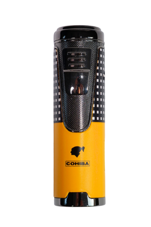 TR8920,Cohiba Nokta Desenli Özel Üretim 4 Torch Pürmüz Sarı Puro Çakmağı