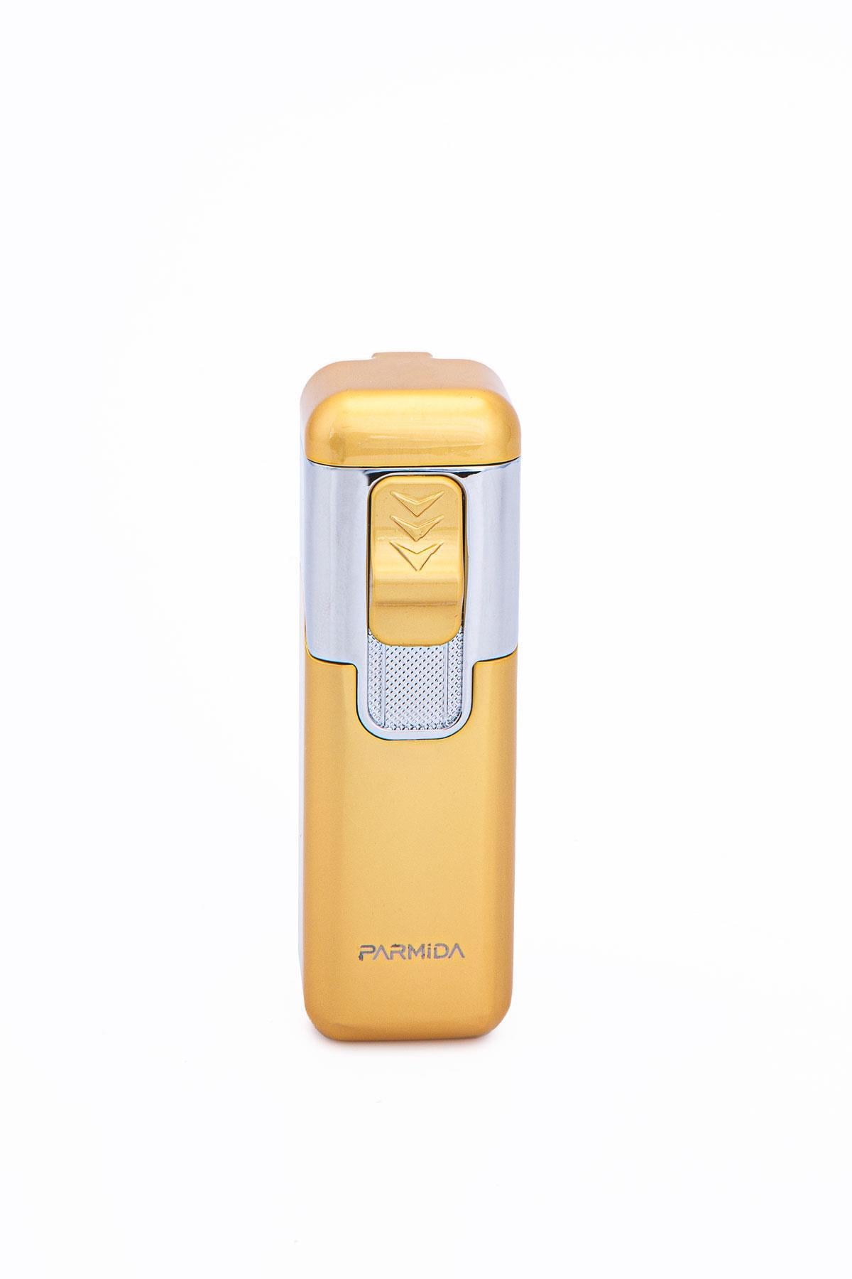 Parmida 4 Torch Sarı-Gümüş Metal Puro Çakmağı