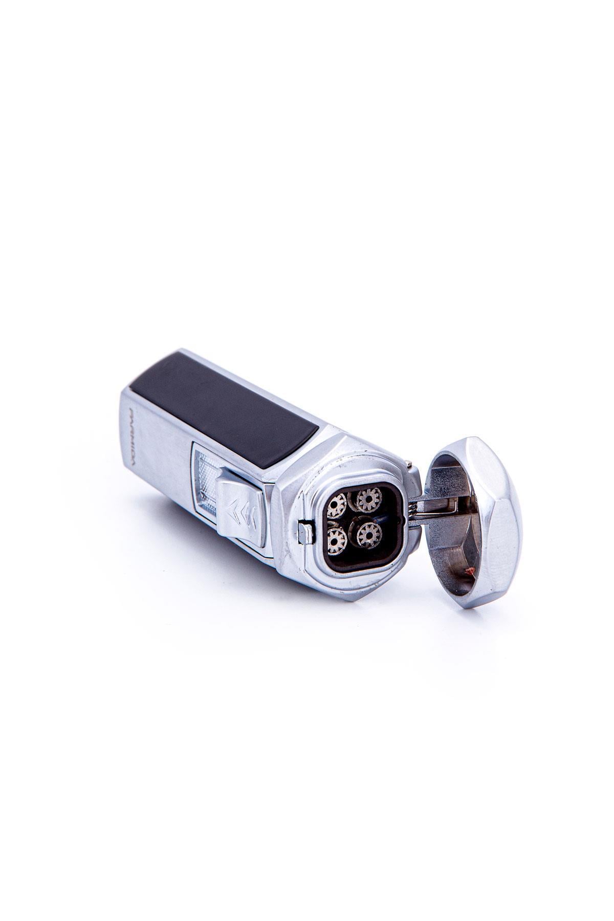 Parmida 4 Torch Pürmüz Gümüş-Siyah Metal Puro Çakmağı